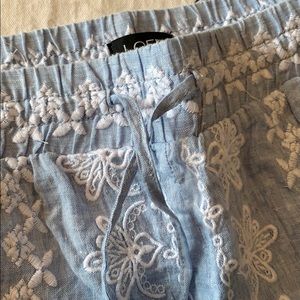 LOFT Pants - Loft chambray embroidered tie waist pants NWT LOFT Pants - Loft chambray embroidered tie waist pants NWT